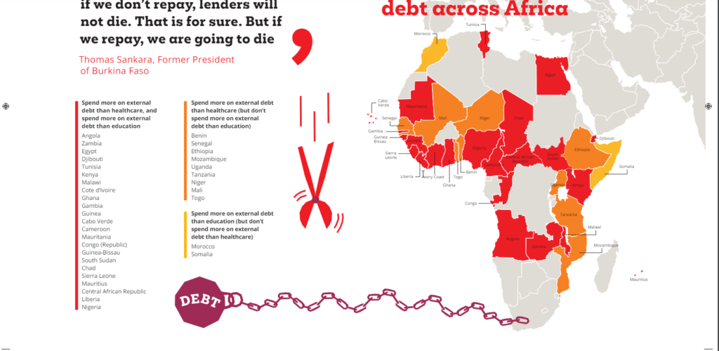 screenshot of the Christian Aid report showing the debt burden